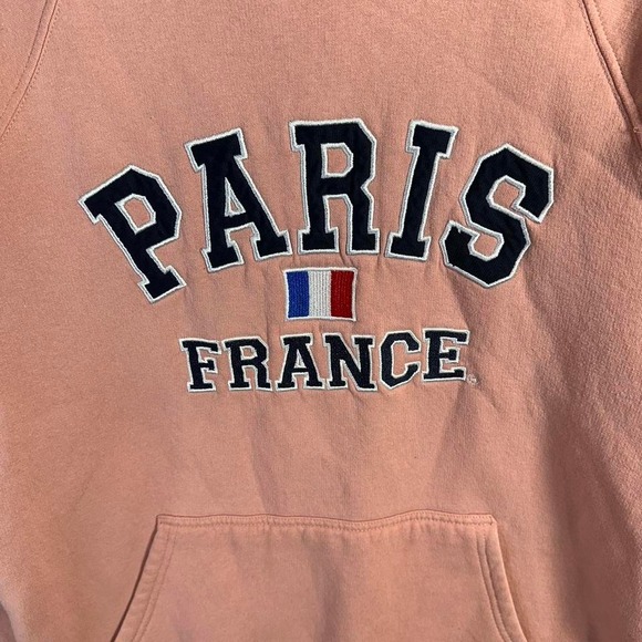 Embroidered Paris France Pink  hoodie Woman's Large tourist #ParisianChic - Picture 2 of 6